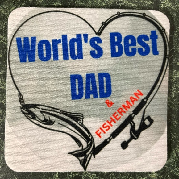 World’s Best Dad and Fisherman Coaster custom made with Infused Ink - Picture 1 of 3
